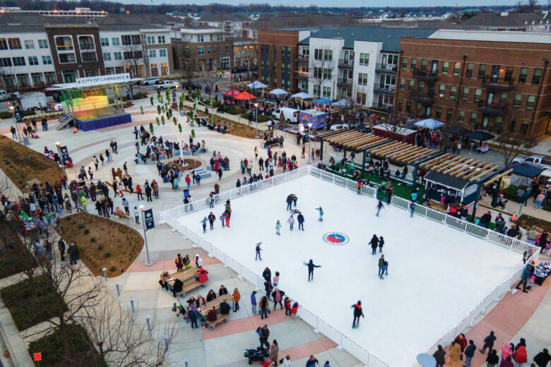 Seasonal ice skating rink